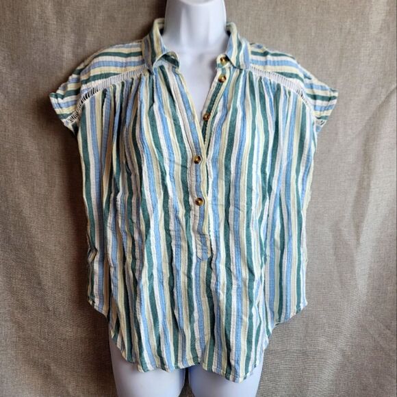 PILCRO Anthropologie The Serena Surf Henley - Picture 1 of 10